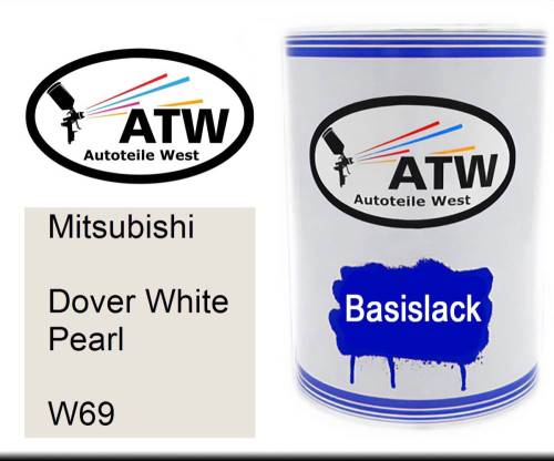 Mitsubishi, Dover White Pearl, W69: 500ml Lackdose, von ATW Autoteile West.